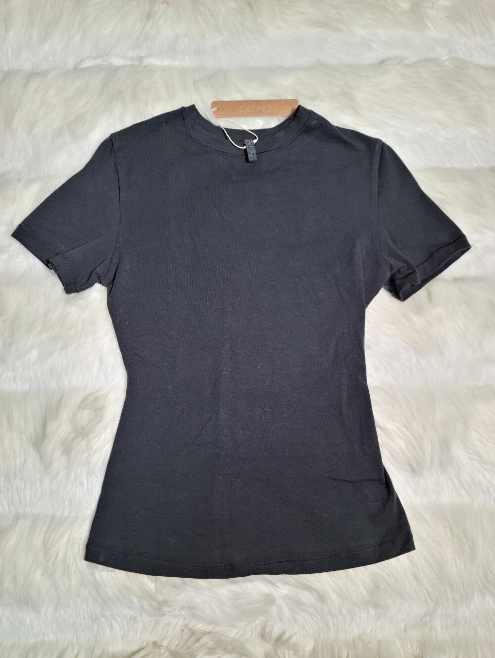 SKIMS Cottom Jersey T-shirt Black Soot Women XS NEW
